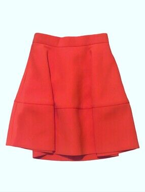 H&M Vermillion Flared Ruffle Mini Skirt
